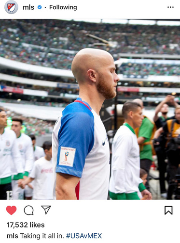 @MLS Instagram post featuring image of Michael Bradley entering the pitch at Azteca Stadium. June 11, 2017 ©Katy Umaña/Enye Photo